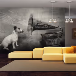 Planete Discount PD13288-400-309, Papier peint non tissé, Noir, Blanc, Noir Et Blanc, 120 g/m², Dog's melodies, 4000 mm
