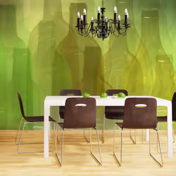 Planete Discount PD14216-400-309, Papier peint non tissé, Crème, Vert, Crème, Vert, 120 g/m², Bouteilles vertes, 4000 mm