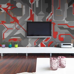 Planete Discount PD13170-200-154 papier-peint Papier peint non tissé Gris, Rouge, Blanc
