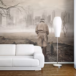 Planete Discount PD13430-200-154, Papier peint non tissé, Crème, Gris, Gris, Crème, 120 g/m², Ghost's city, 2000 mm