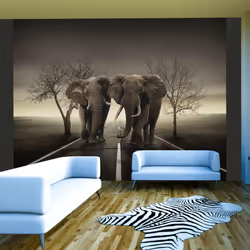 Planete Discount PD13294-300-231, Papier peint non tissé, Crème, Gris, Crème, Gris, 120 g/m², Ville d'éléphants, 3000 mm