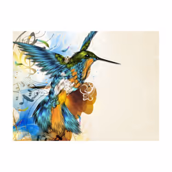 Planete Discount PD13299-200-154 papier-peint Papier peint non tissé Bleu, Crème, Vert, Orange