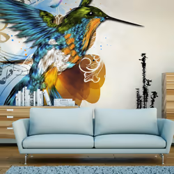 Planete Discount PD13299-400-309, Papier peint non tissé, Bleu, Crème, Vert, Orange, Bleu, Orange, Vert, Crème, 120 g/m², Mar ...