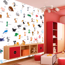 Planete Discount PD14654-200-154, Papier peint non tissé, Multicolore, Colorful, 120 g/m², animaux (pour enfants), 2000 mm