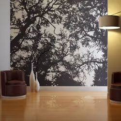 Planete Discount PD14483-400-309, Papier peint non tissé, Noir, Blanc, Noir Et Blanc, 120 g/m², Bleak forest, 4000 mm