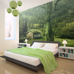 Planete Discount PD14485-400-309, Papier peint non tissé, Beige, Vert, Vert, Beige, 120 g/m², Green seclusion, 4000 mm