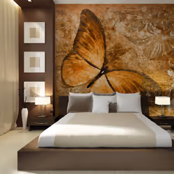 Planete Discount PD13314-350-270, Papier peint non tissé, Beige, Noir, Beige, Noir, 120 g/m², butterfly (sepia), 3500 mm