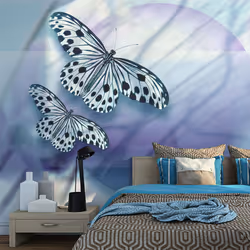 Planete Discount PD13318-350-270, Papier peint non tissé, Noir, Bleu, Violet, Bleu, Noir, Violet, 120 g/m², Planet of butterf ...