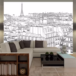 Planete Discount PD14936-400-309, Papier peint non tissé, Noir, Blanc, Noir Et Blanc, 120 g/m², Croquis parisien, 4000 mm