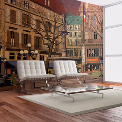Planete Discount PD14945-400-309, Papier peint non tissé, Beige, Bleu, Vert, Bleu, Vert, Beige, 120 g/m², Walk through the Fr ...
