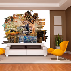 Planete Discount PD14705-400-309, Papier peint non tissé, Multicolore, Colorful, 120 g/m², New York collage, 4000 mm