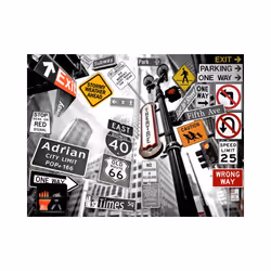 Papier peint intissé Street art Panneaux de signalisation à New York (fond noir et blanc) - PD14707-400-309