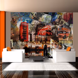 Planete Discount PD14949-400-309, Papier peint non tissé, Multicolore, Colorful, 120 g/m², Collage - Londres, 4000 mm