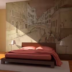Planete Discount PD14950-400-309, Papier peint non tissé, Beige, Crème, Beige, Crème, 120 g/m², Gondolas in Venice, 4000 mm