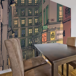 Planete Discount PD14951-400-309, Papier peint non tissé, Multicolore, Colorful, 120 g/m², Breakfast in Paris, 4000 mm