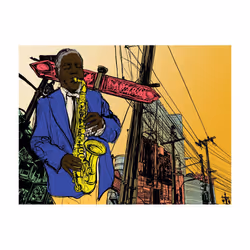 Papier peint intissé Hobby Saxophonist in New York - PD14185-400-309