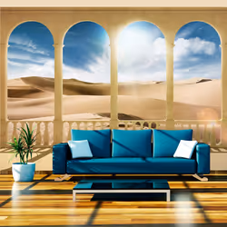 Planete Discount PD14496-350-270, Papier peint non tissé, Beige, Bleu, Blanc, Bleu, Blanc, Beige, 120 g/m², Dream about Sahar ...