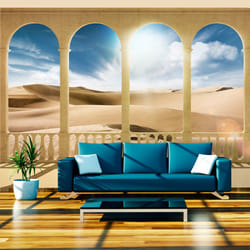 Planete Discount PD14496-350-270 papier-peint Papier peint non tissé Beige, Bleu, Blanc