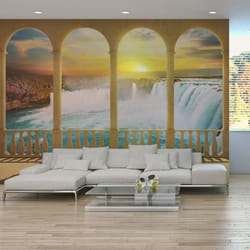 Planete Discount PD13441-300-231 papier-peint Papier peint non tissé Beige, Turquoise, Blanc, Jaune