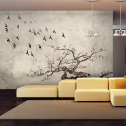 Planete Discount PD13320-200-154, Papier peint non tissé, Beige, Beige, 120 g/m², Flock of birds, 2000 mm