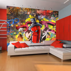 Planete Discount PD14709-400-309, Papier peint non tissé, Multicolore, Colorful, 120 g/m², Graffiti monster, 4000 mm