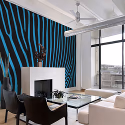 Planete Discount PD14016-400-309, Papier peint non tissé, Noir, Turquoise, Noir, Turquoise, Zebra pattern (turquoise), 4000 m ...