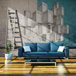 Planete Discount PD14025-200-154 papier-peint Papier peint non tissé Crème, Gris, Turquoise
