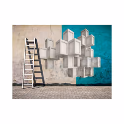 Planete Discount PD14025-200-154 papier-peint Papier peint non tissé Crème, Gris, Turquoise