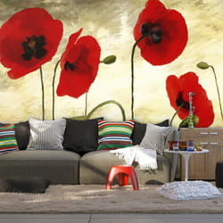 Papier peint intissé Fleurs Coquelicots peints à l'acrylique - PD13643-400-309