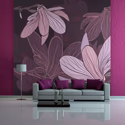 Planete Discount PD14033-400-309, Papier peint non tissé, Violet, Blanc, Violet, Blanc, Dreamy flowers, 4000 mm, 50 cm