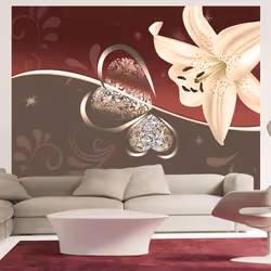 Planete Discount PD13660-200-154, Papier peint non tissé, Bourgogne, Crème, Gris, Crème, Gris, Bordeaux, 120 g/m², Cream lily ...