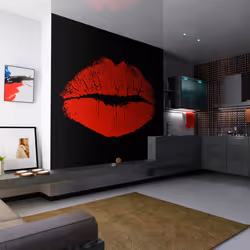 Planete Discount PD14620-400-309, Papier peint non tissé, Noir, Rouge, Noir, Rouge, 120 g/m², Sensual lips, 4000 mm