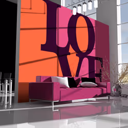 Planete Discount PD14772-400-309, Papier peint non tissé, Noir, Orange, Rose, Rose, Orange, Noir, 120 g/m², Love is in the ai ...
