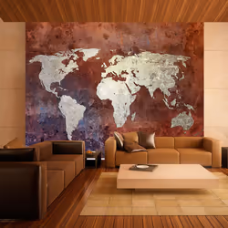 Planete Discount PD13370-350-270, Papier peint non tissé, Bleu, Gris, Bleu Marine, Gris, 120 g/m², Iron continents, 3500 mm
