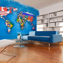 Planete Discount PD13377-200-154, Papier peint non tissé, Bleu, Bleu, Colorful, 120 g/m², Flags of countries, 2000 mm