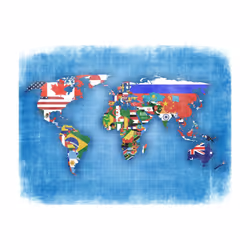 Papier peint intissé Carte du monde Flags of countries - PD13377-400-309
