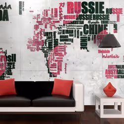 Planete Discount PD13382-350-270, Papier peint non tissé, Vert, Rose, Blanc, Rose, Blanc, Vert, 120 g/m², World of travel, 35 ...