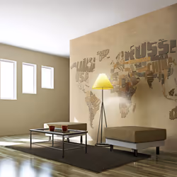 Planete Discount PD13407-200-154, Papier peint non tissé, Beige, Gris, Beige, Gris, 120 g/m², Explorers' map of the World, 20 ...