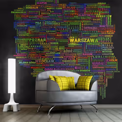Planete Discount PD13410-250-193, Papier peint non tissé, Noir, Colorful, Noir, 120 g/m², The map of Poland, 2500 mm