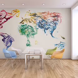 Planete Discount PD13413-400-309, Papier peint non tissé, Gris, Gris, Colorful, 120 g/m², Dancing smoke trails, 4000 mm