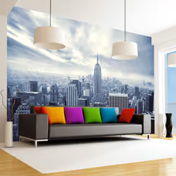Planete Discount PD14964-400-280, Papier peint non tissé, Bleu, Blanc, Blanc, Bleu, 120 g/m², Blue York, 4000 mm
