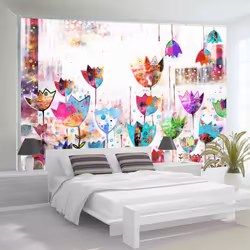 Planete Discount PD13668-400-280, Papier peint non tissé, Multicolore, Colorful, 120 g/m², Colorful tulips, 4000 mm