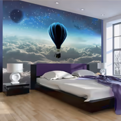 Planete Discount PD12986-100-70, Papier peint non tissé, Noir, Bleu, Gris, Blanc, Blanc, Gris, Bleu, Noir, 120 g/m², Aventure ...