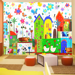 Planete Discount PD14656-350-245, Papier peint non tissé, Multicolore, Colorful, 120 g/m², Happy farm, 3500 mm