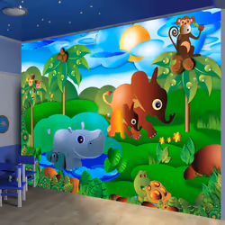 Planete Discount PD14659-100-70, Papier peint non tissé, Multicolore, Colorful, 120 g/m², Animal family, 1000 mm