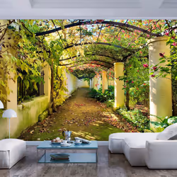 Planete Discount PD12987-150-105, Papier peint non tissé, Beige, Vert, Vert, Beige, 120 g/m², Pergola, 1500 mm
