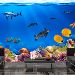 Planete Discount PD13322-400-280, Papier peint non tissé, Bleu, Colorful, Bleu, 120 g/m², Underwater kingdom, 4000 mm