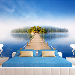 Planete Discount PD14519-400-280, Papier peint non tissé, Bleu, Vert, Vert, Bleu, 120 g/m², Île tropicale, 4000 mm