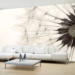 Planete Discount PD13669-200-140, Papier peint non tissé, Crème, Gris, Crème, Gris, 120 g/m², White Dandelion, 2000 mm