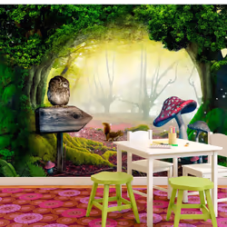 Planete Discount PD14520-400-280, Papier peint non tissé, Vert, Rose, Rose, Colorful, Vert, 120 g/m², Owlish corner, 4000 mm